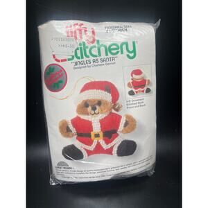 Vintage Jiffy Stitchery Jingles As Santa 3-D Ornament Kit 1379 Sunset Designs